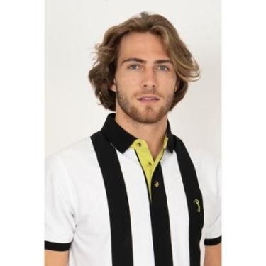 Imagem de Camisa Polo Aleatory Listrada Cologne Preto-Masculino
