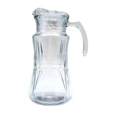 Imagem de Jarra Vidro Tampa Trabalhada Detalhes Suco água Refresco Chá