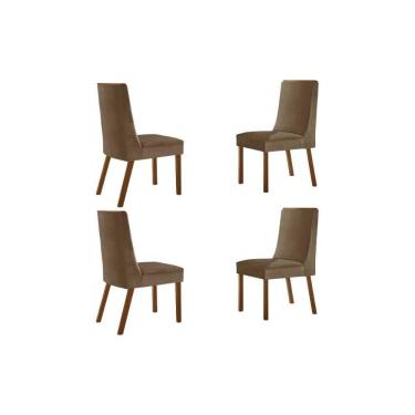Imagem de Cadeira Sala De Jantar Dakota Kit 4 Un Madeira Capuccino-suede Capuccino - Rufato