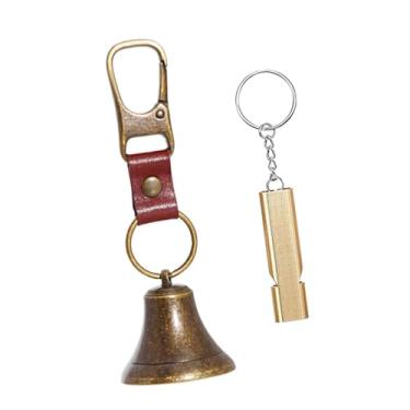 Imagem de simhoa Sino e apito alto em forma de urso para animais de estimação, sino anti-perda, decoração compacta de emergência, pingente para mochila para caminhadas, Bronze Antigo