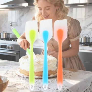 Imagem de Generic Conjunto de 3 espátulas de silicone pequenas, azul + laranja + verde