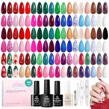 Imagem de beetles Gel Polish Conjunto De Esmaltes Em Com Glitter Beetles, 44 Peças, Vermelho, Dourado, Verde, Prateado, Bordô, Azul, Rosa, Kits Brilhantes Base E Top Coat, Presente Para Mulheres