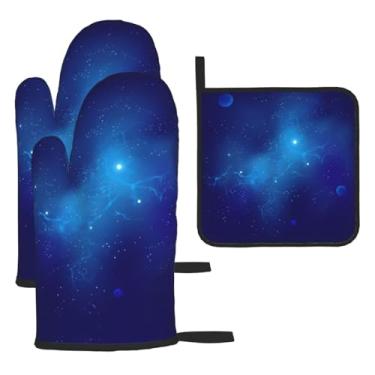Imagem de Sky – Conjunto de cozinha essencial com 3 peças, luvas seguras para calor e aderência de tampa, proteção para churrasco no forno, design de armazenamento suspenso.