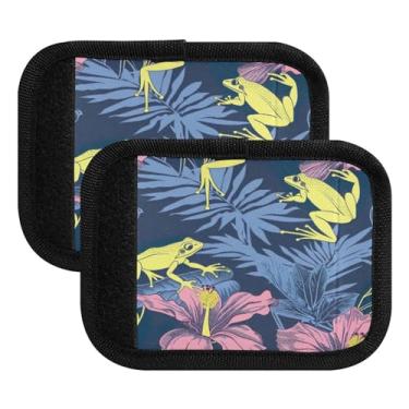 Imagem de Qilmy Flores e Sapos Amarelos Embalagem com 4 Identificadores de Bagagem Identificadores de Bagagem Capa de Pega Confortável para Carrinho de Viagem Bolsa Mala Avião Acessórios de Viagem 1476