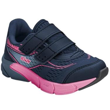 Imagem de Tênis Infantil Esportivo com Fecho Autocolante, Solado Flex, Mesh Respirável, para Meninos e Meninas, Antiderrapante Escolar (Marinho/Rosa, BR, Criança de 1 a 3 anos, Numérico, 22)