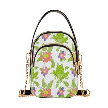 Imagem de CEBUGI Bolsa tiracolo feminina clutch para telefone bolsa de ombro elegante sapos verdes com alça de corrente removível