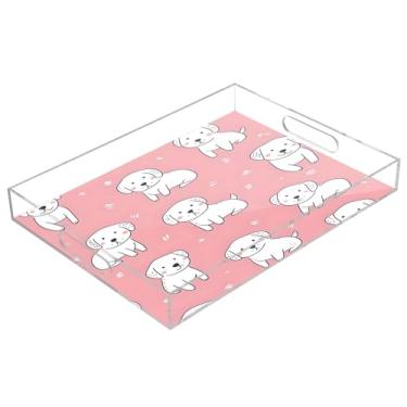 Imagem de STAYTOP Bandeja de servir de acrílico fofa para cães, 15,7 x 11,20 cm, à prova de derramamento, organizador de bancada para café da manhã, chá, comida, maquiagem