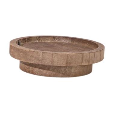 Imagem de Ｂｅｓｇａ Bandeja Redonda de Madeira para Servir Frutas Secas, Estilo Fazenda, Ideal para Mesa de Centro, Hotel E Uso Doméstico, Castanho escuro