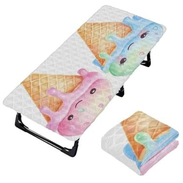 Imagem de Burbuja Lindo lençol de berço de sorvete para crianças, lençol de cochilo acolchoado portátil com elástico para meninas e meninos, lavável na máquina, 63,5 x 127 cm