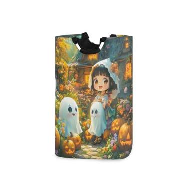 Imagem de xigua Cesto de lavanderia grande para meninas e fantasmas com alça, cesto de roupas dobrável para organização de brinquedos e roupas no quarto, banheiro e lavanderia