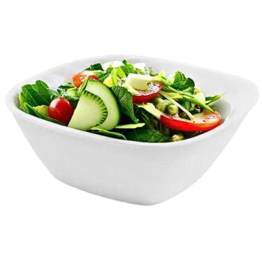 Imagem de Tigela Quadrada Lisa de Melamina Branca Leve Resistente - 2860mL - 25c