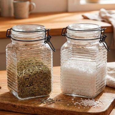 Imagem de Potes Herméticos Porta Mantimentos Vidro De 1,330ml Kit 4pçs