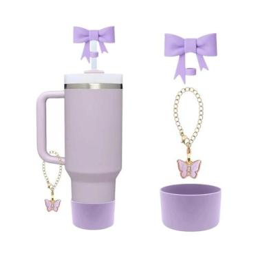 Imagem de Capa De Silicone Em Forma De Borboleta Rosa Para Copo Stanley, Tampa P