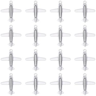 Imagem de SUNNYCLUE 1 caixa, 30 peças, pingentes de avião, prata, berloques de avião, tibetano, antigo, aviões de metal, aviões de transporte de voo, pingentes de avião para fabricação de joias, colar, chaveiro