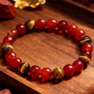 Imagem de Pulseiras elásticas com contas para mulheres ágata olho de tigre pulseira de pedra para força interna feita à mão contas de cristal natural joias, One Size, Cristal, Sem Pedra Preciosa