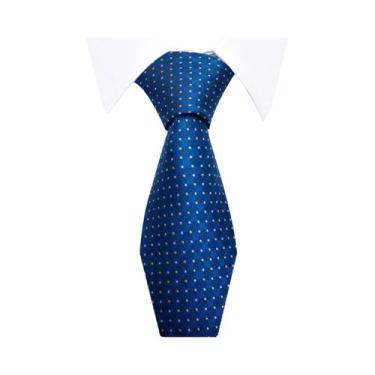 Imagem de Gravata Masculina Azul Com Listras Douradas Acessórios Para Terno Para