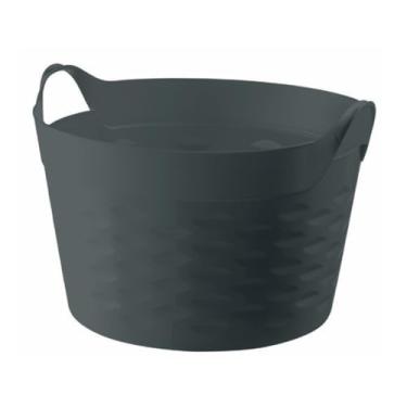 Imagem de Ordene - Cesto Organizador Plástico Flexível Redondo de 30 Litros, Cor Cinza, Linha Log