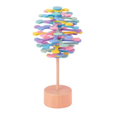 Imagem de Pirulito Giratório de Madeira Arte em Fibonacci Ornament Criativo Sólida Natural Tinta à Base Água Gira Seguindo Brinquedo e Decoração Anti-Estresse