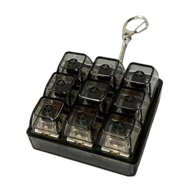 Imagem de harayaa Teclado de brinquedo antiestresse com chaveiro, brinquedo de clique, teclado em forma de cubo, compacto, multifuncional, presente antiestresse, Preto 6x6x3cm