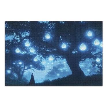 Imagem de Tree Lights Blue Puzzles 500 peças para adultos, jogo de quebra-cabeça, jogos adultos