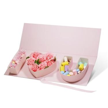 Imagem de Caixa de presente preenchível I Love U em forma de letra - Caixas de embrulho Heart You Dia dos Namorados (rosa)