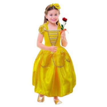 Imagem de Fantasia Bela e a Fera Infantil Princesa de Luxo Vestido Com Tiara