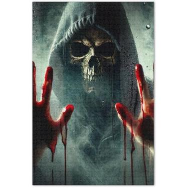 Imagem de Quebra-cabeça de fantasma de terror crânio para adultos 500 peças arte animal quebra-cabeça paisagem amigos família jogos presentes, 50 x 37 centímetros