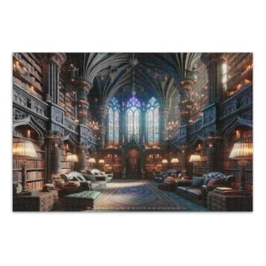 Imagem de Lindo quebra-cabeça de fantasia interior de castelo para adultos com letras nas costas 1000 peças