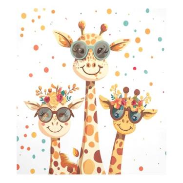 Imagem de Capas magnéticas fofas para lava-louças família girafa à prova d'água ímã de geladeira adesivos de geladeira 58 cm x 66 cm