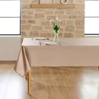 Imagem de Wuluwala Toalha de mesa rústica para mesas de jantar, toalha de mesa simples de cor sólida, toalha de mesa resistente, tecido lavável, impermeável, capa de mesa para cozinha, uso interno e externo