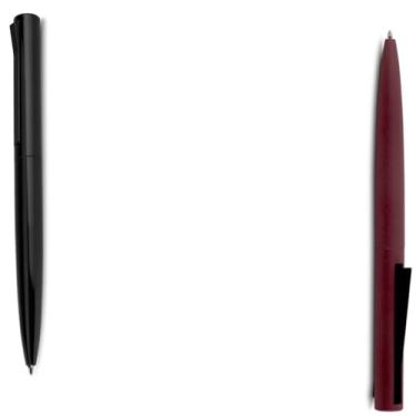 Imagem de Caneta Esferográfica Retrátil em Alumínio Reciclado, Escrita Azul, Corpo Emborrachado, Ponta Touch, Ambidestro, 0.8cm (Preto e VERMELHO)