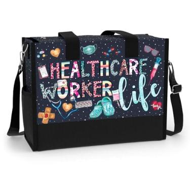 Imagem de Bolsa grande para mulheres. Presente para enfermeiras. Bolsa impermeável com bolsos e zíper para viagens, trabalho, mercearia., Vida do trabalhador de saúde, Large