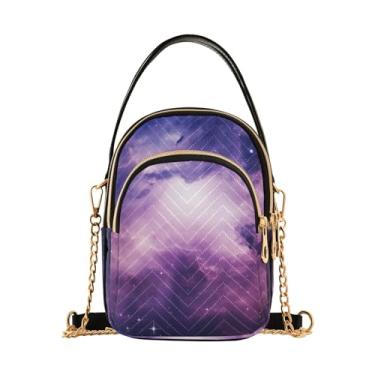 Imagem de Bolsa tiracolo feminina Purple Nebula, bolsa tiracolo pequena para mulheres na moda, bolsa transversal de outono, Nebulosa roxa - 1, One Size