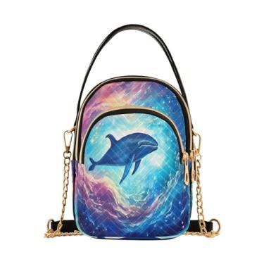 Imagem de GAIGEO Bolsa tiracolo feminina Cows, bolsa com alça de ombro longa, bolsa de ombro pequena para mulheres, Baleia flutuando em um redemoinho azul - 2, One Size