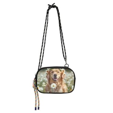 Imagem de Golden Retriever Bolsa transversal para cães pequena feminina bolsa para celular carteira sobre a bolsa de ombro bolsa de viagem leve