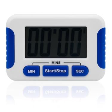 Imagem de Timer Digital para Cozinha com Imã, Cronômetro Regressivo de 99 Minutos, Display LCD, Botões Azuis, Suporte Magnético