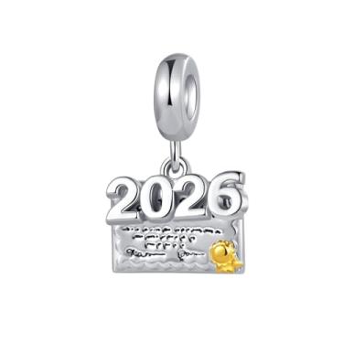 Imagem de Pingente de diploma de formatura 2026 serve para pulseiras Pandora berloques para professores, estudantes, presente de aniversário para mulheres, filha, irmã, neta, amigas