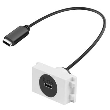 Imagem de QIANRENON 23 x 36 mm USB C 3.0 Módulo de tomada de placa de parede conector de cabo curto 10 Gbps tipo C fêmea para painel de inserção fêmea adaptador de dados de soquete 5V3A, para slot de 0,9 x 3,6