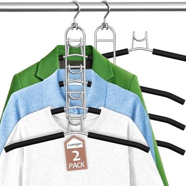 Imagem de Cabides para roupas que economizam espaço, cabides empilháveis para camisas, cabide antiderrapante de 4 camadas com gancho giratório de 360° para organizadores de armário e camisa, suéter, terno