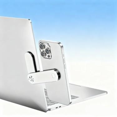 Imagem de Suporte multifuncional para borda de laptop, suporte de telefone prata ajustável para configuração de tela dupla