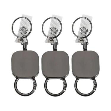 Imagem de Chaveiro Retrátil De Metal Reforçado Com Cordão Para Crachá, Porta-Car