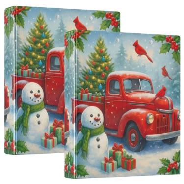 Imagem de Pastas vermelhas vintage com 3 anéis de Natal com 3 argolas de 3,8 cm, 200 folhas, fofas, florais, pastas, anel redondo, fichário resistente, 31,5 x 27 x 6 cm, pacote com 2