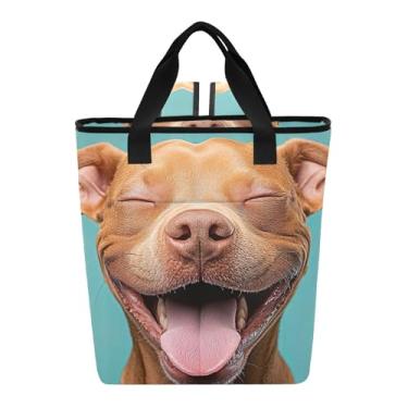 Imagem de Joitme Bolsa térmica divertida Pitbull Laugh Print com 36 latas, leve, isolada, térmica e macia para viagens