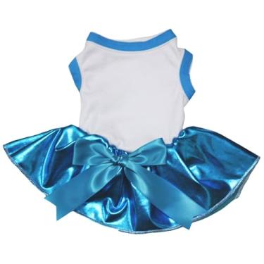 Imagem de Petitebella Vestido tutu simples para cachorrinhos (branco/azul brilhante, 3GG)
