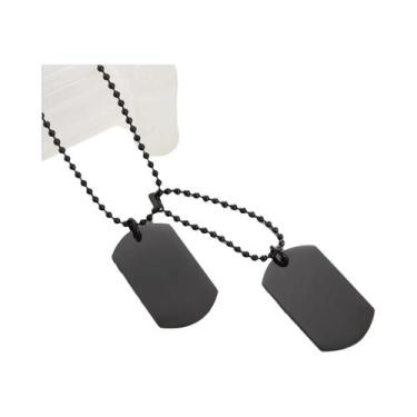 Imagem de Colar Masculino De Aço Inoxidável Com Pingente Retangular Duplo De Ide