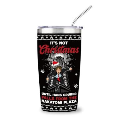 Imagem de Presentes Die Hard Merch, copo de Natal engraçado, copo de viagem isolado de aço inoxidável de 590 ml, caneca de café de férias com tampa, copos de Natal mantêm bebidas frias e quentes, presentes de