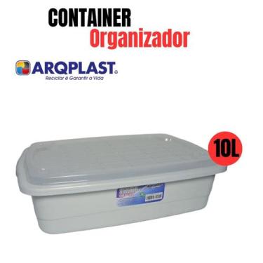 Imagem de Caixa Container Organizador C/ Tampa Trava 10 Litros 42x30x12 Transpar