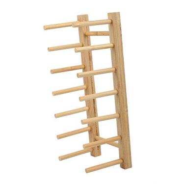 Imagem de GLOGLOW Suporte de Placa de Slot para Bandeja de chá, Organizador de Cozinha para Armazenamento de Bancada, Rack de Prato de Bambu de 11,8x4,5x3,8 Polegadas, 6 Nan