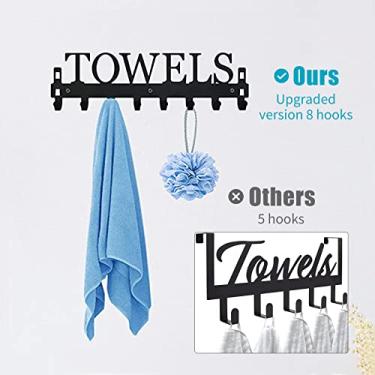 Imagem de Cuofyunl 2 em 1 sobre ganchos de porta de montagem na parede toalheiro ganchos de toalha para banheiro cabide de porta de ferro resistente 8 ganchos para toalha saco de roupas robe