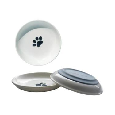 Imagem de Conjunto De Tigelas De Cerâmica Para Gatos 3 Peças Anti-Fadiga Para Bi